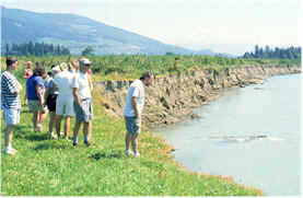 Fluvial Geomorphologist John Field with students on a field trip.